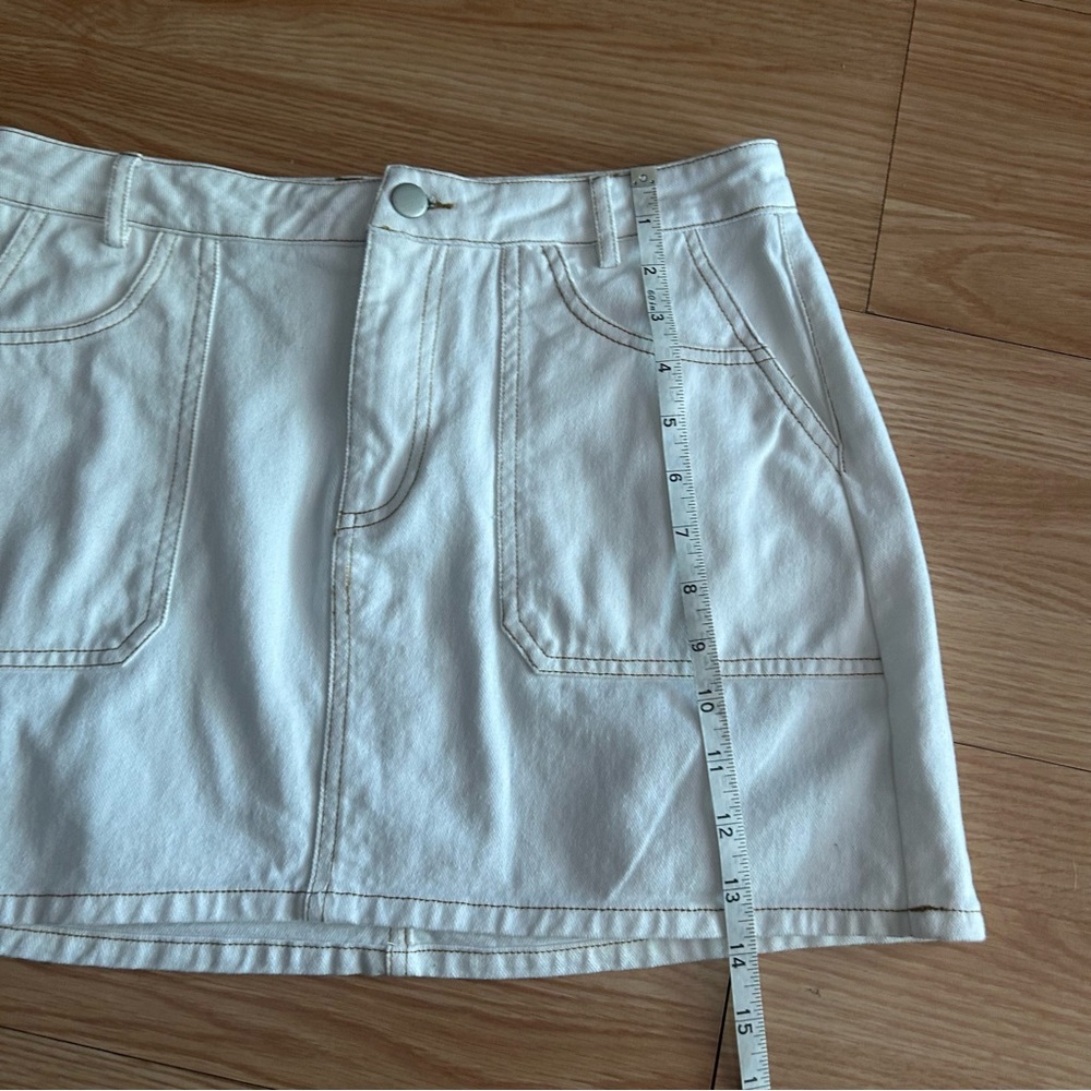 Miou Muse Off White Stretch Mini Denim Skirt Medium - Picture 7 of 8